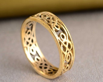 Bande celtique pour hommes et femmes, Bijoux celtiques, Bague Infinity, Bijoux en laiton pour femmes, Bijoux païens, Bague pour hommes en or, Cadeau bande d’or