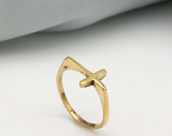 Gold Cross 12ing and Dainty Thin Stackable Engagement Rings