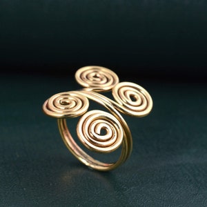 Gold Spiral Ring, Statement Big Circle Spiral Ring, Swirly Boho Ring, Bohemian Ring, Brass Ring, Anillo de Plata, Gift For Her
