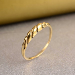 Croissant Dome Solid Brass Ring, Gold Twist Ring, Minimalist Fine Jewelry, Gift for Her, Statement Ring, Dome Ring, Everyday Gold Jewelry