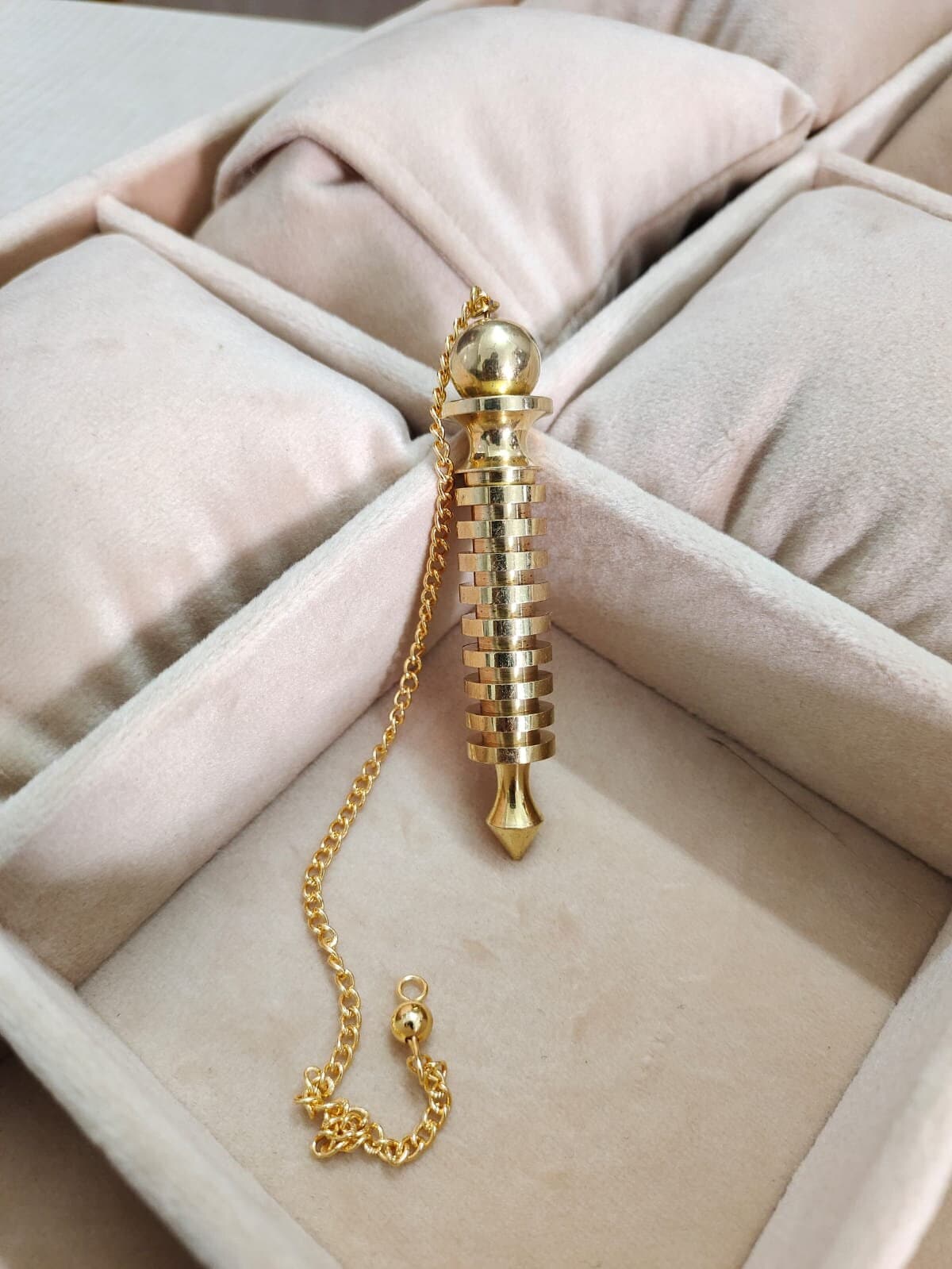 Ibrahim Karim Divination Tools Universal Metal Pendulum for Energy Healing, Openable Double ISIS Gold Dowsing Pendulum