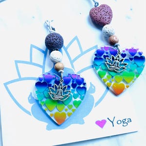 YOGA DIFFUSER Car Air Freshener Charm: Lava Beads, Lotus Charm, Aromatherapy Gift & Card