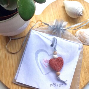 NATURAL AIR FRESHENER Lava Heart Charm Essential Oil Diffuser 2in1 Gift Card Friendship, Anniversary, Birthday Gift Uk image 5