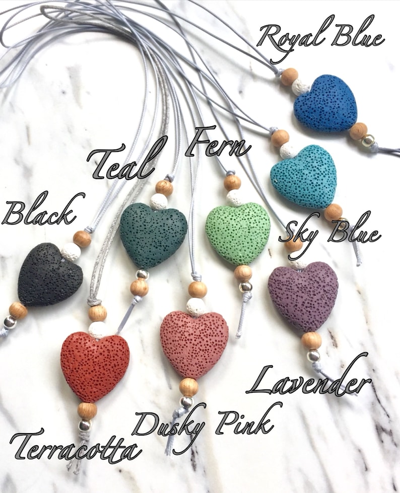 NATURAL AIR FRESHENER Lava Heart Charm Essential Oil Diffuser 2in1 Gift Card Friendship, Anniversary, Birthday Gift Uk image 2