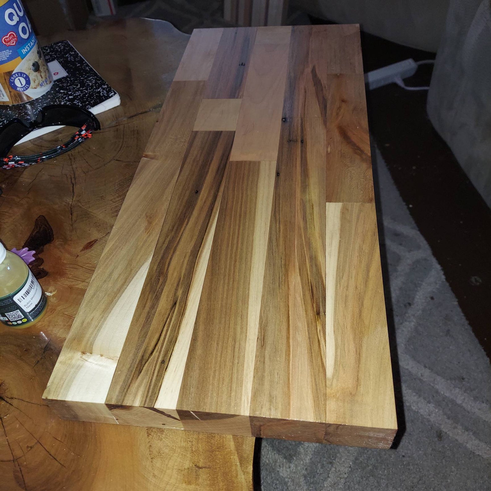 Rustic maple butcher block floating shelf Etsy