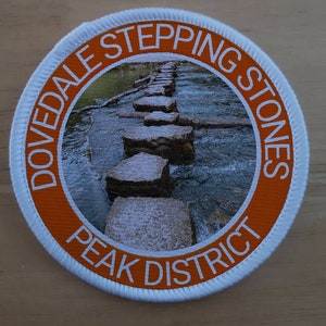 Peak District Dovedale Stepping Stones Walking Souviner Patch Badge