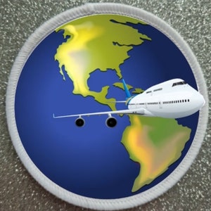 Airplane Globe 3 Inch patch badge