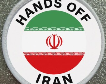 3 Inch Hands off Iran Patch Badge - Made in the UK