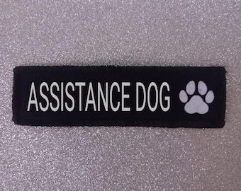 1.5 x 4.5 Inch Assistance Dog. Dog Harness Vel Hook Backed Patch