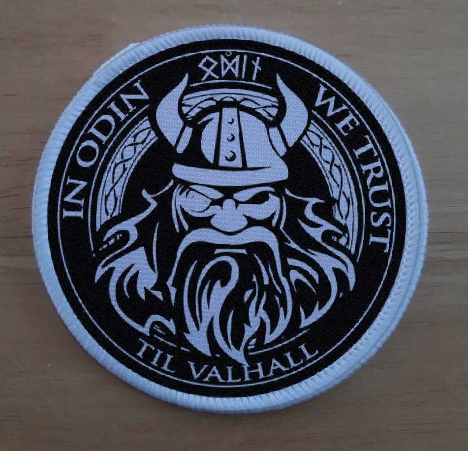Patch Ricamata Odino Vichingo Con Rune - Toppa Per Zaino O Giacca