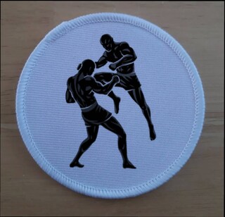 Patch Termoadesivo Muay Thai Boxe - Grande Taglia, Ecusson Brodato Giallo Dalla Thailandia