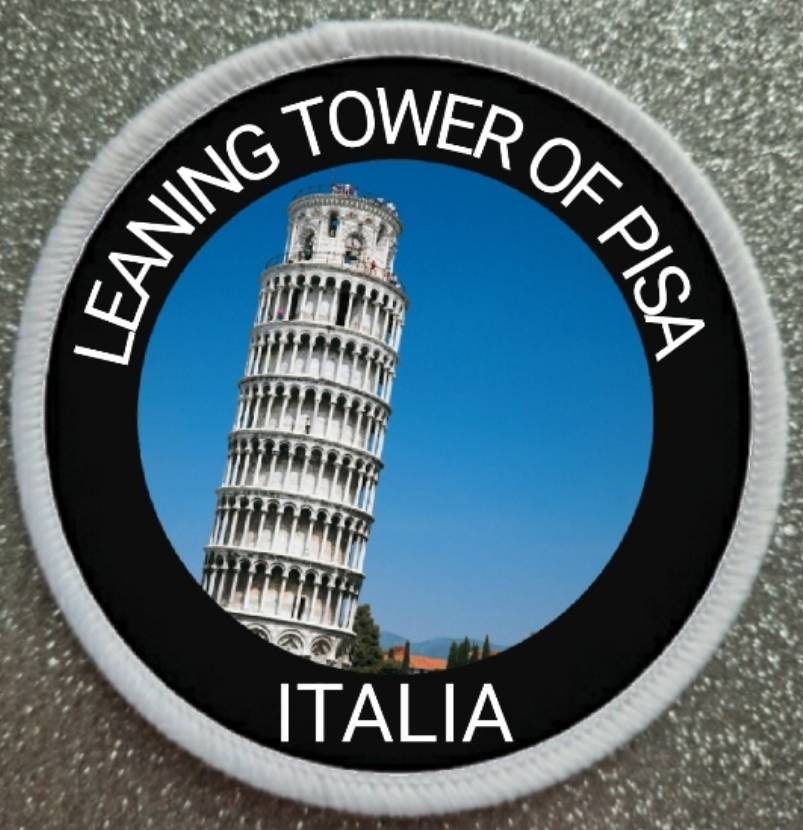 Aufnäher 'Pisa-Turm' Bestickt - 9 Cm, Zum Aufbügeln Oder Aufnähen Auf Kleidung