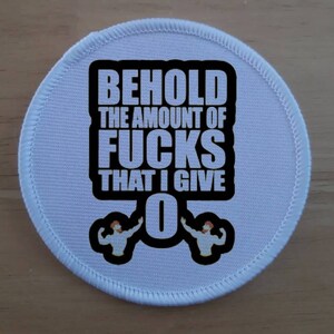 Zero No Fucks Donné patch de sublimation de 3 pouces