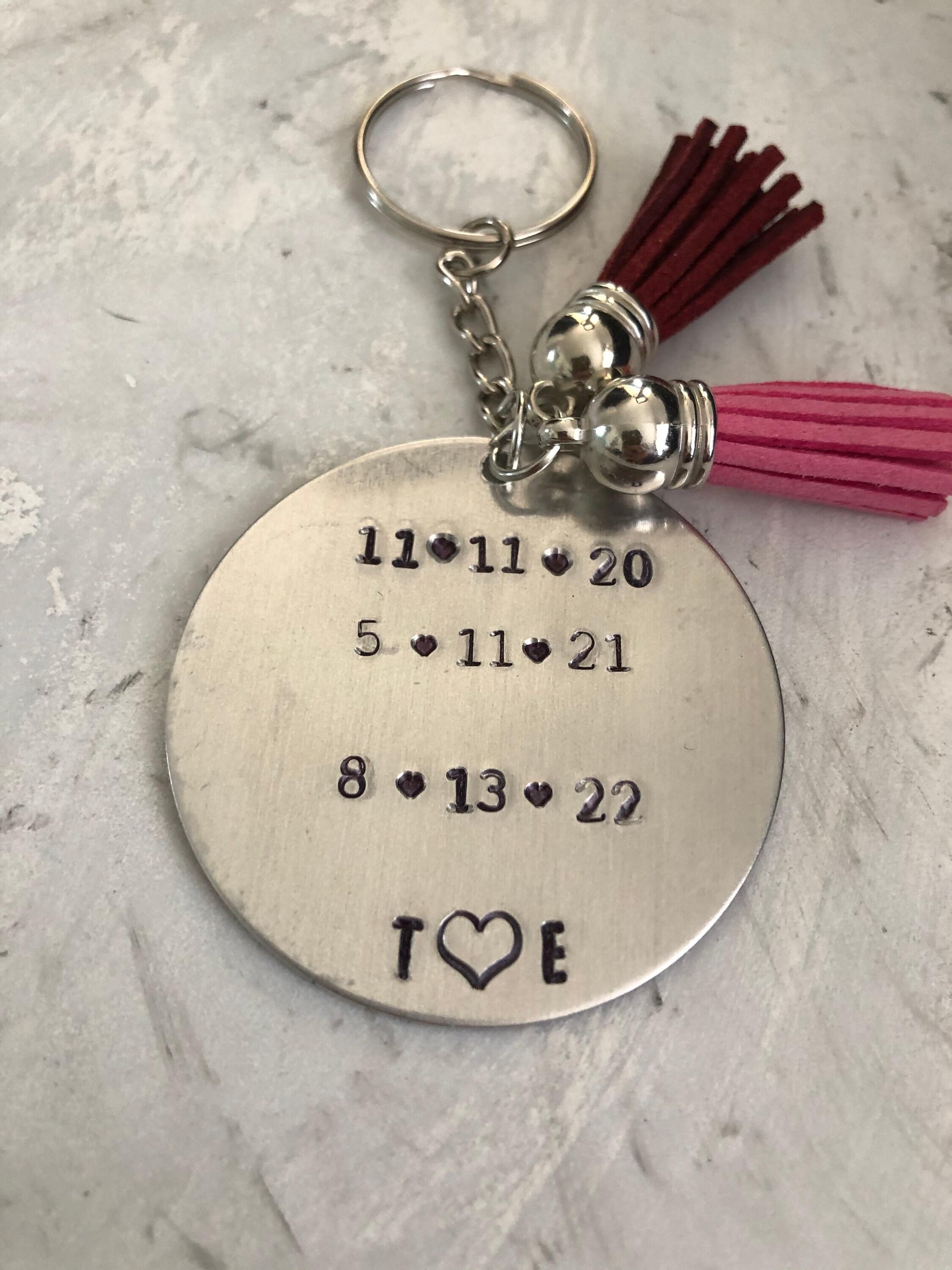 3 Dates Keychain Anniversary Keychain Dating Engaged Etsy
