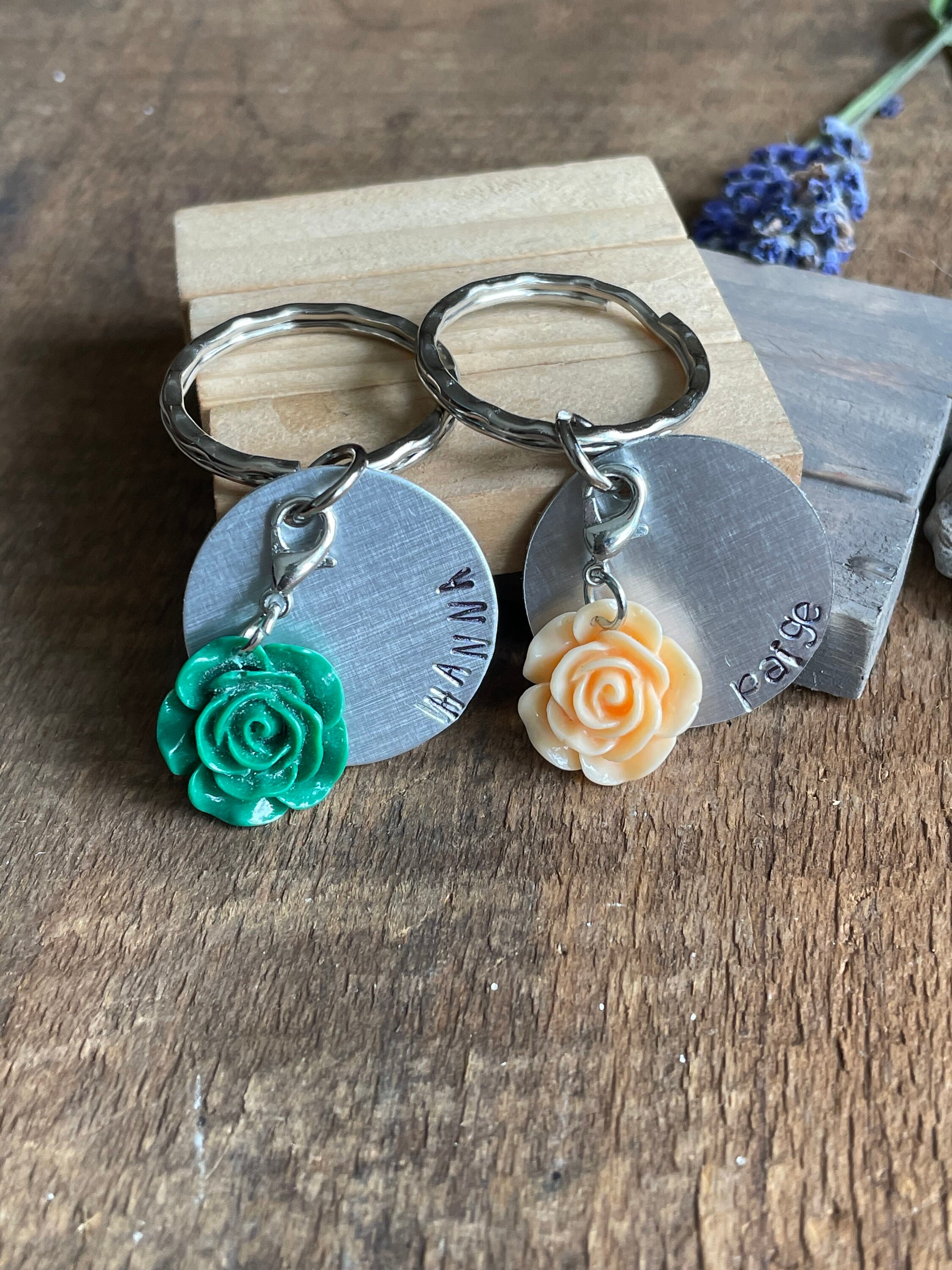 Colorful Rose Custom Keychain neon rose name keychain Etsy