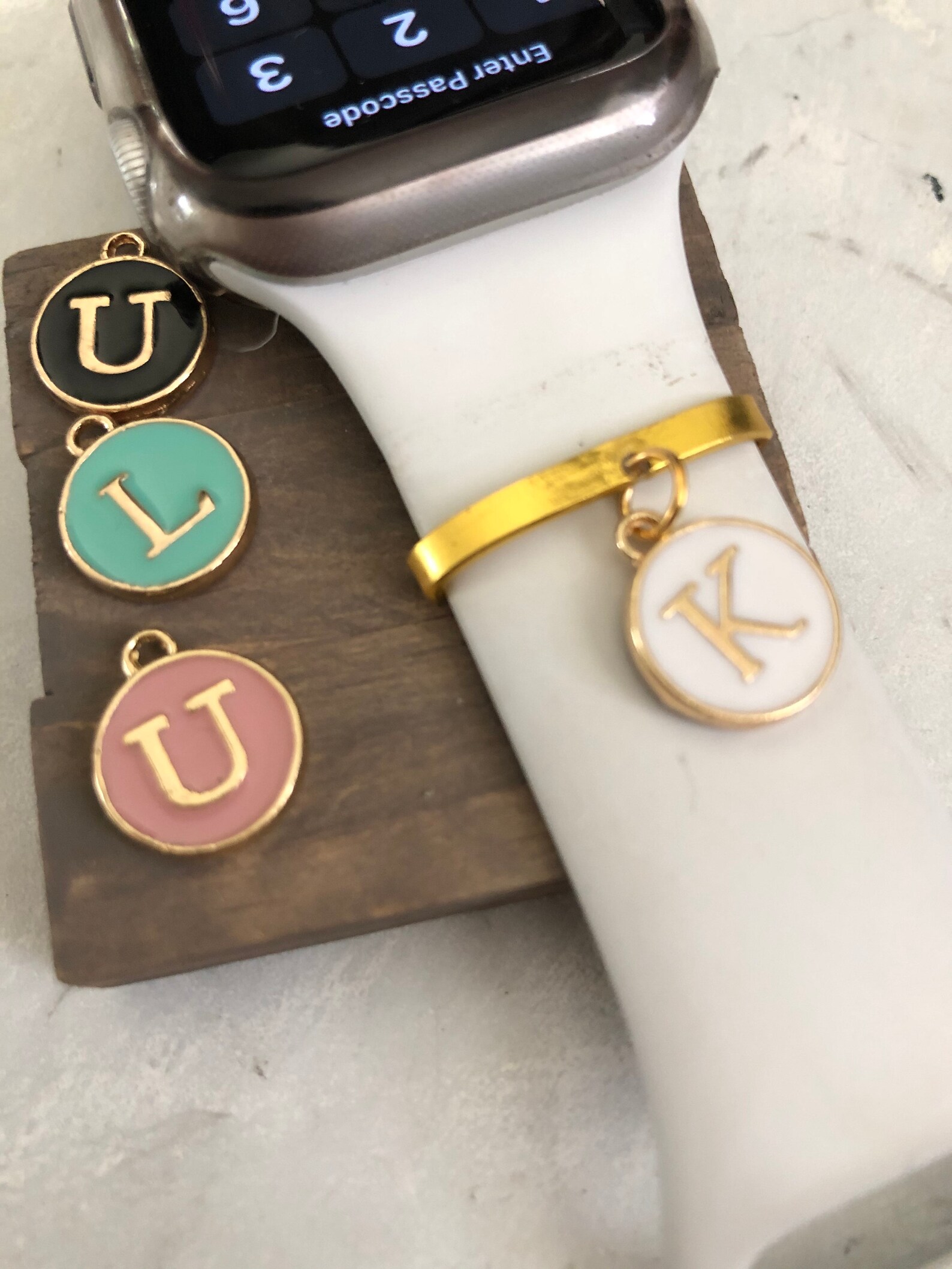 Circle Initial Applewatch Charm Smartwatch Charm Apple Etsy