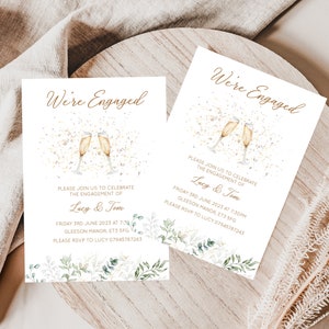 Engagement Party Invitation |  Printed | Personalised | Engagement | Floral | Elegant | Engagement Celebration | Engaged