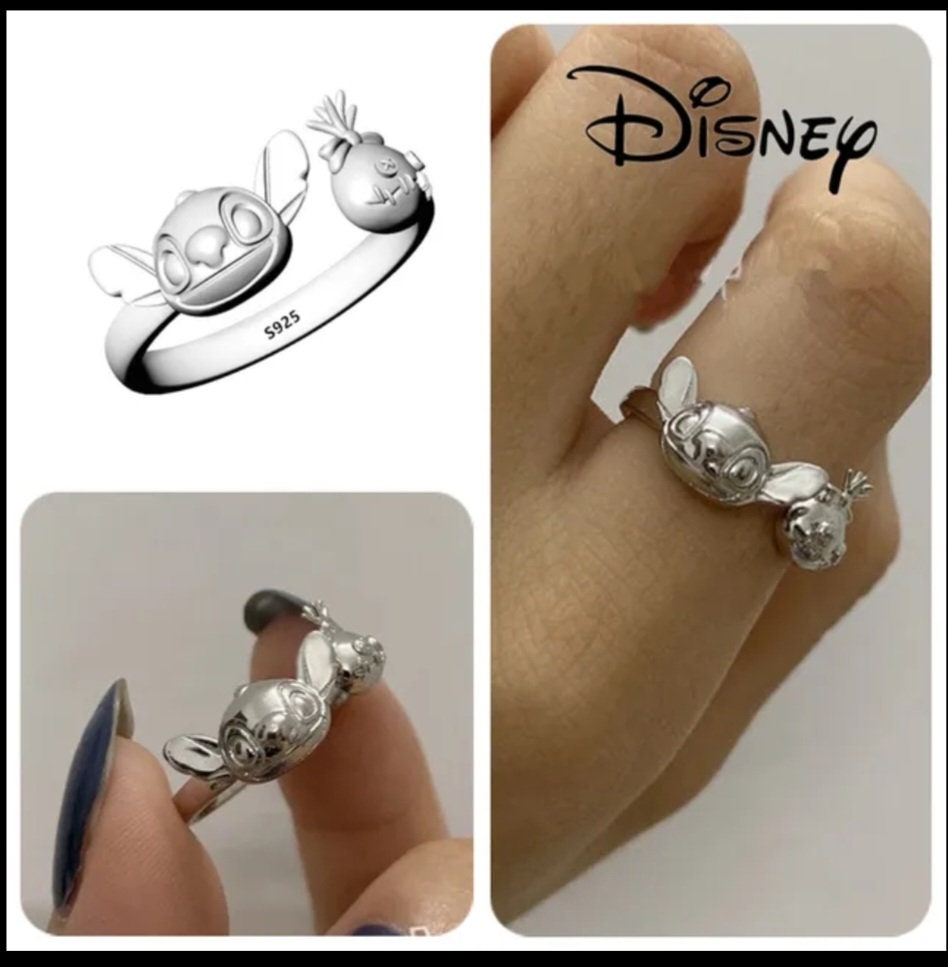 Lilo & Stitch Bagues Coeur Étincelant Bague Femmes Fille Bijoux Cadeaux