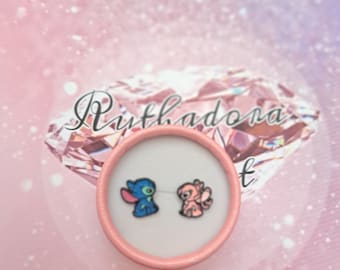 Disney Inspired cartoon Stitch & Angel Character Stud Earrings