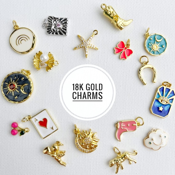 18K Gold Plated Charms for DIY Charm Necklace or Bracelet Making Personalised Jewellery