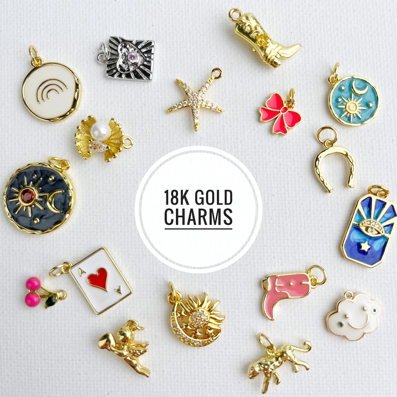 18K Gold Plated Charms for DIY Charm Necklace or Bracelet Making Personalised Jewellery image 1
