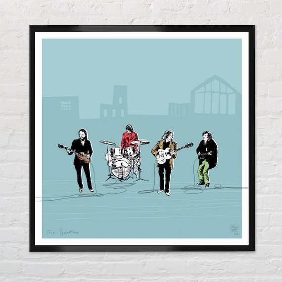 The Beatles Band Poster Wall Art Print rooftop Version unframed Etsy