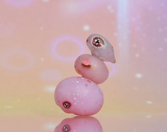 Polymer Clay Animal Figurine: Handmade Pink Glittery Pyramid