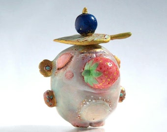 Made to Order Handmade Polymer Clay Figurine, Strawberry Desk Decor