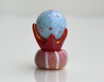 Magic Ball. Totem for Luck. Polymer Clay Art, Fairy Tale, Fantasy Figurine, Dimensions are given in the second picture.