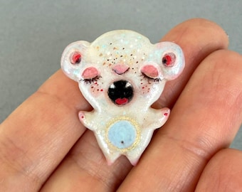 Polymer Clay Cute Creature Pin: Handmade Brooch, Backpack Pin