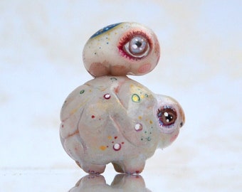 Bubble Worm with Friend on his back desk figurines, Clay Fairy Tale Animal, Polymer Clay Art Miniature Collection Figure