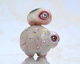 Bubble Worm with Friend on his back desk figurines, Clay Fairy Tale Animal, Polymer Clay Art Miniature Collection Figure