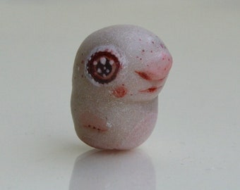 Handmade Polymer Clay Figurine: Little Bald Bubble Boy Miniature