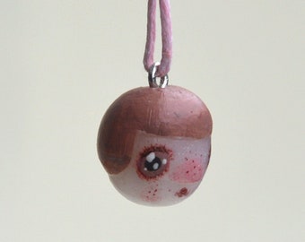Fantasy Miniature Doll Head, Handmade Polymer Clay Figurine