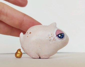 Made to Order, Pooping Dog Figurine: Handmade Polymer Clay Miniature Art