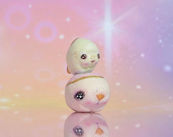 Polymer Clay Animal Totem Figurine: Fantasy Creature Collectible, Miniature Figurine of Two Creatures
