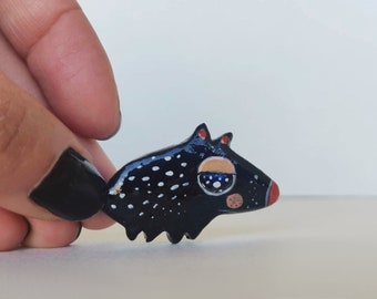 Handmade Polymer Clay Dog Pin, Animal Brooch