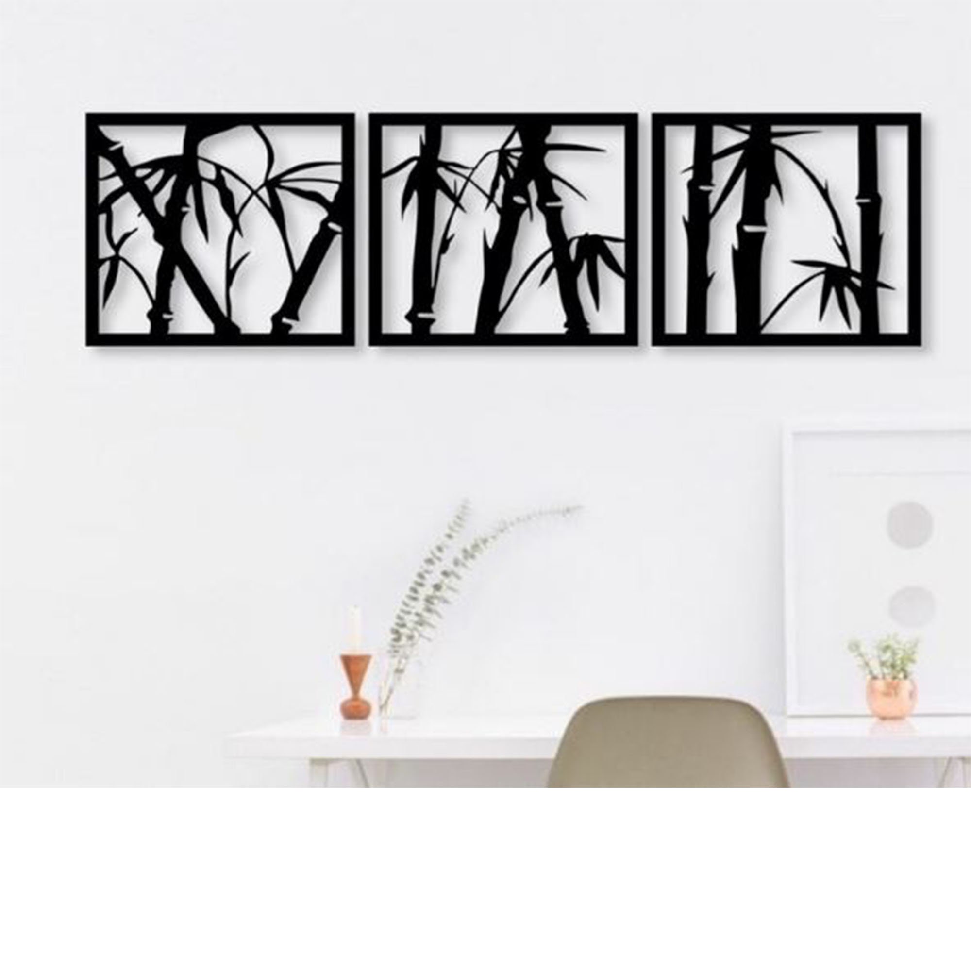 Bamboo Wall Art Wooden Wall Decoration Home Metal Decor Etsy