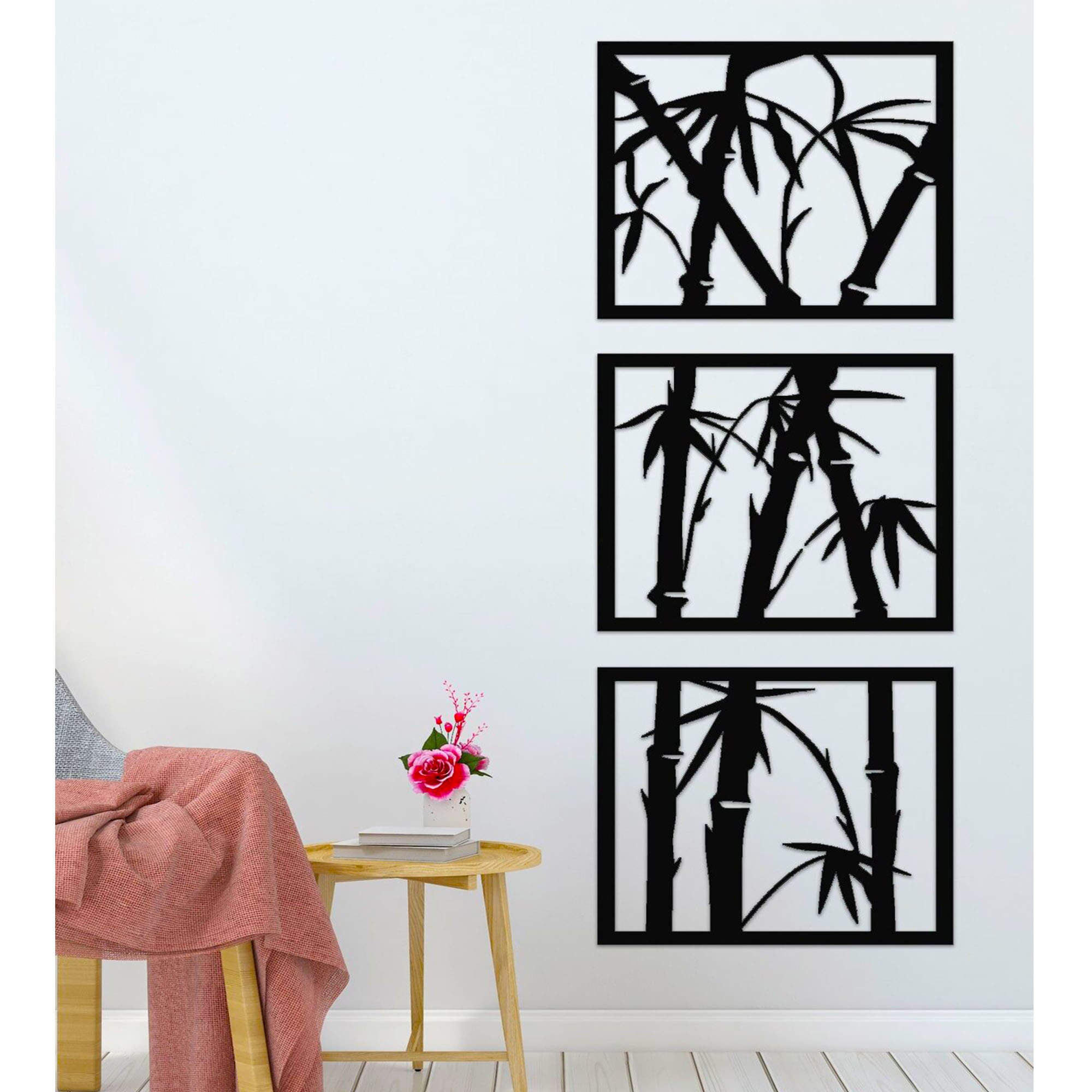 Bamboo Wall Art Wooden Wall Decoration Home Metal Decor Etsy