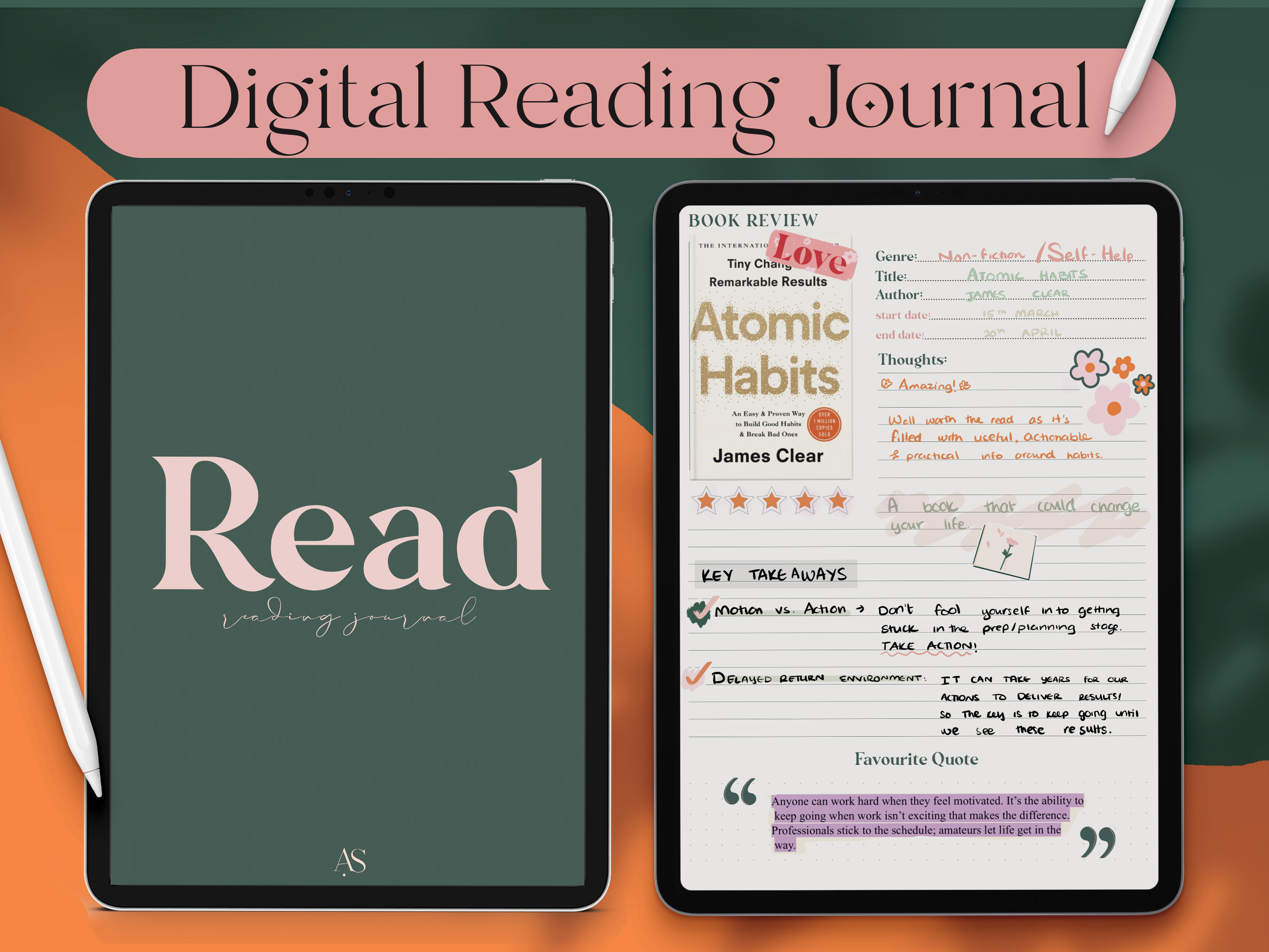 Digital Reading Journal Reading Planner Reading Diary Etsy