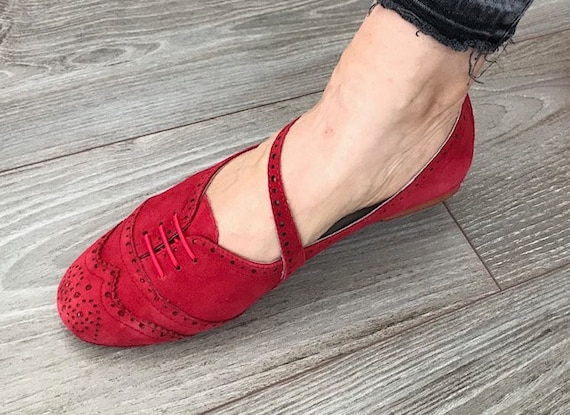 Chaussures de danse classique Outdoor rouge à semelle souple de la