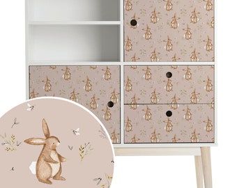 Furniture wrap - Rabbit's Garden (rose) - IKEA hack - furniture decals - furniture sticker for children