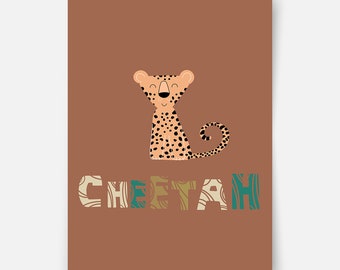 Safari animals - Cheetah Fine Art Print, nursery print, kids wall art