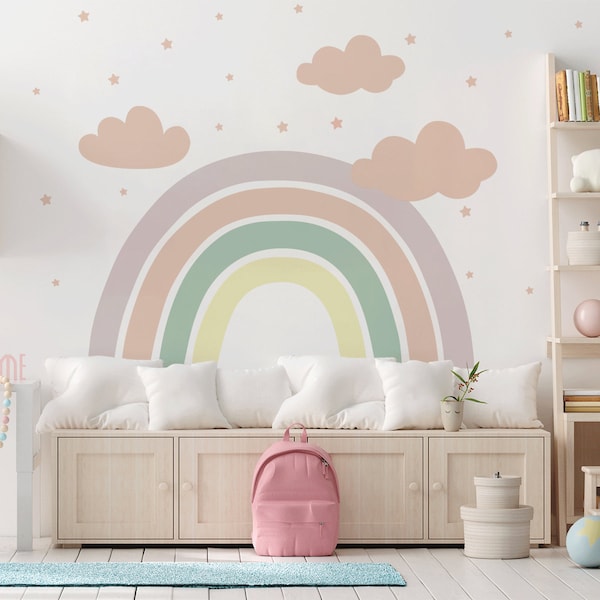 Pastel Rainbow Wall Decal Etsy