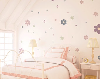 Stickers muraux fleurs - Fleurs joyeuses (rêve de lavande), stickers muraux pour chambre de bébé, stickers art mural pour enfants et stickers muraux