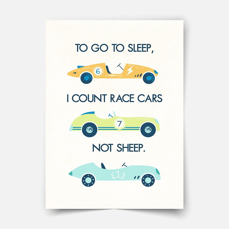 Vintage Race Cars Print, Boys Nursery Cars Poster, Automotive Art, Racing Art, Wall Decor, Kids Play Room Decor, Nursery Car Wall Art image 2