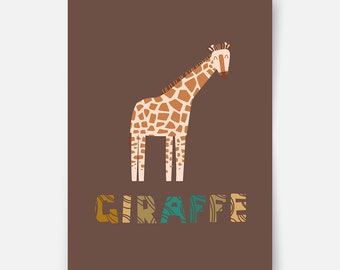 Safari animals - Giraffe Fine Art Print, nursery print, kids wall art