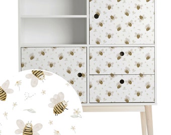 Furniture wrap - Honey bees (white), furniture decals, furniture sticker for children