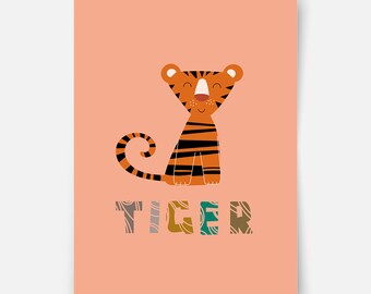 Safari animals - Tiger print, safari print, tiger print, nursery prints, kids wall art, kids wall decoration
