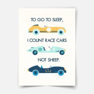 Vintage Race Cars Print, Boys Nursery Cars Poster, Automotive Art, Racing Art, Wall Decor, Kids Play Room Decor, Nursery Car Wall Art image 1